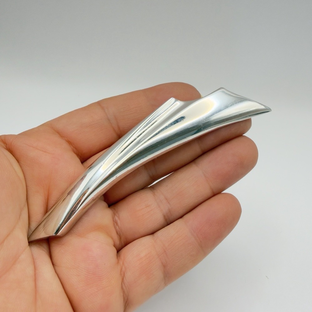 Vtg Trifari Brooch 80s Chunky Silver Tone Modernist Abstract Deco Style Large